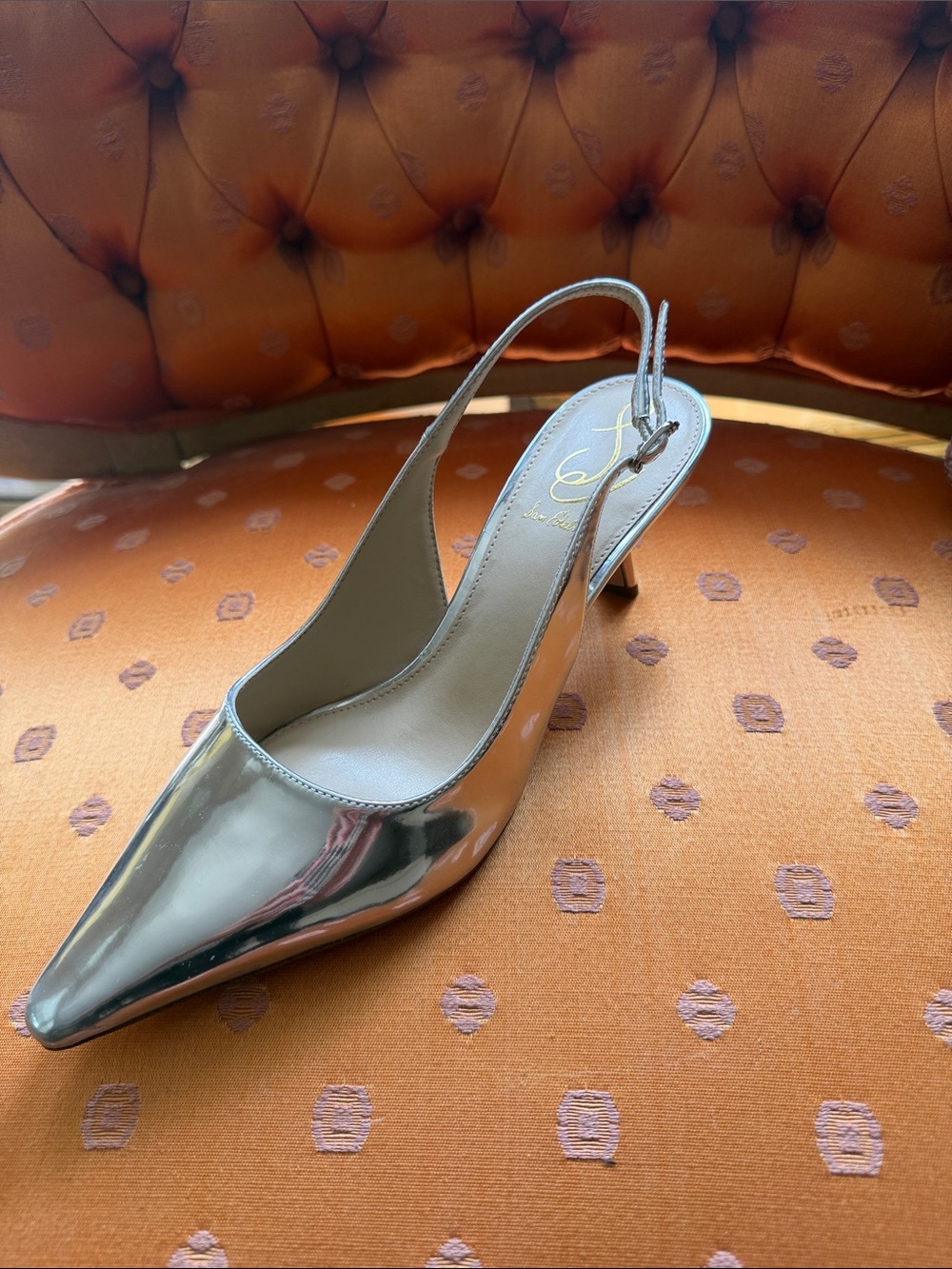 Sam Edelman Metallic Silver Pointed Slingback Pumps